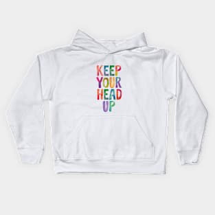 Keep Your Head Up in Rainbow Watercolors Kids Hoodie